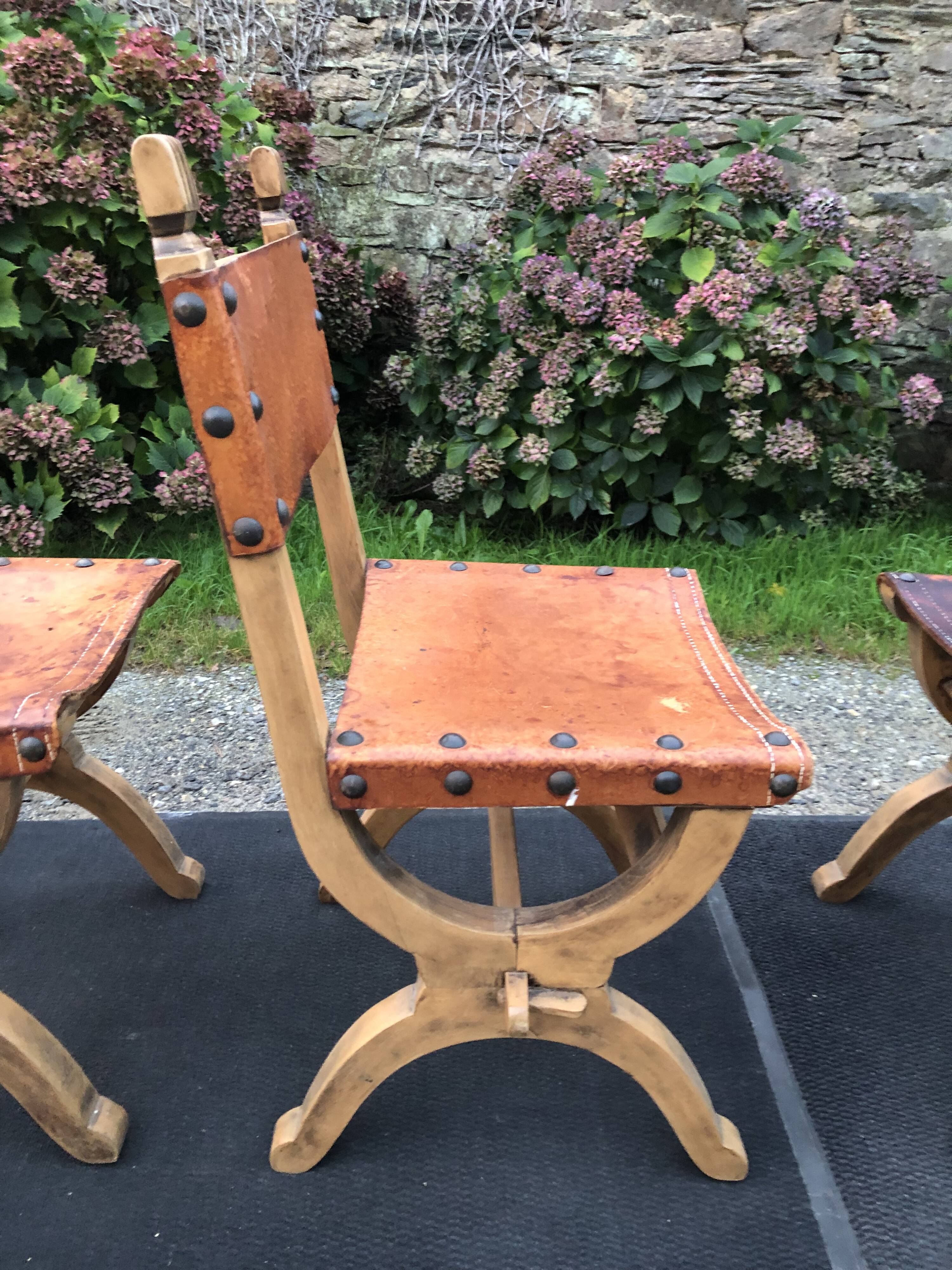 Set of 4 vintage brutalist chairs by Bram Sprij, Netherlands 1960s. in beech.