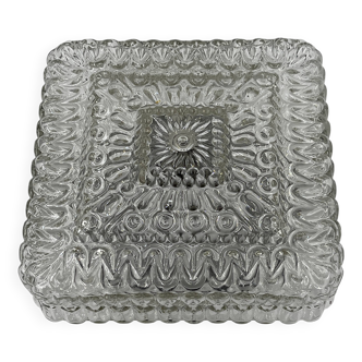 Square ceiling light in embossed molded glass