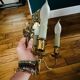 Antique bronze mirror wall sconce