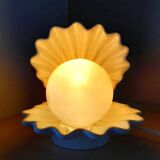 Ceramic and opaline shell lamp from the 80s