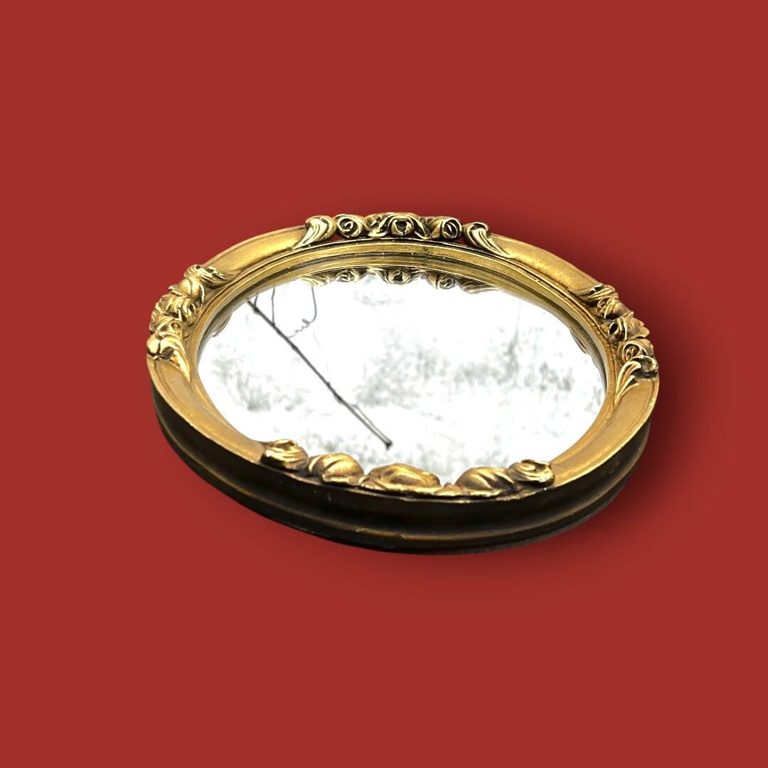 Small vintage oval mirror in gilded resin – 1960s