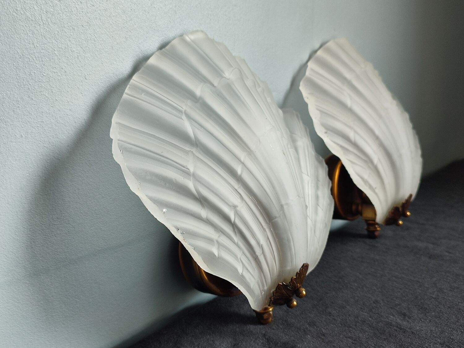 Pair of vintage shell wall lamp
