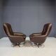Pair of leather swivel armchairs by PEEM, Finland, 1970s