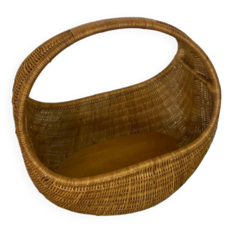 Vintage Wicker and Bamboo Basket Baby Bed  Netherlands, 1960s