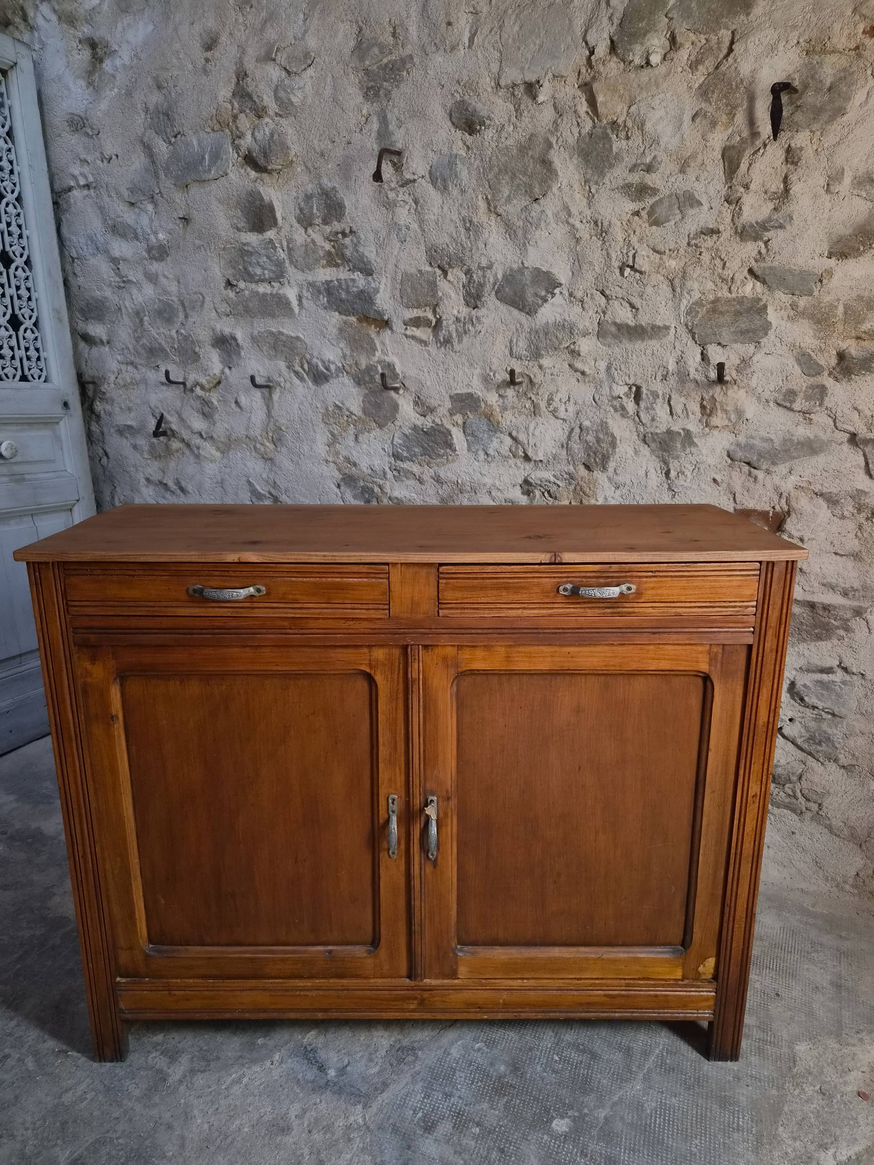 French country buffet, rustic kitchen furniture, wooden buffet, circa 1930–1950.