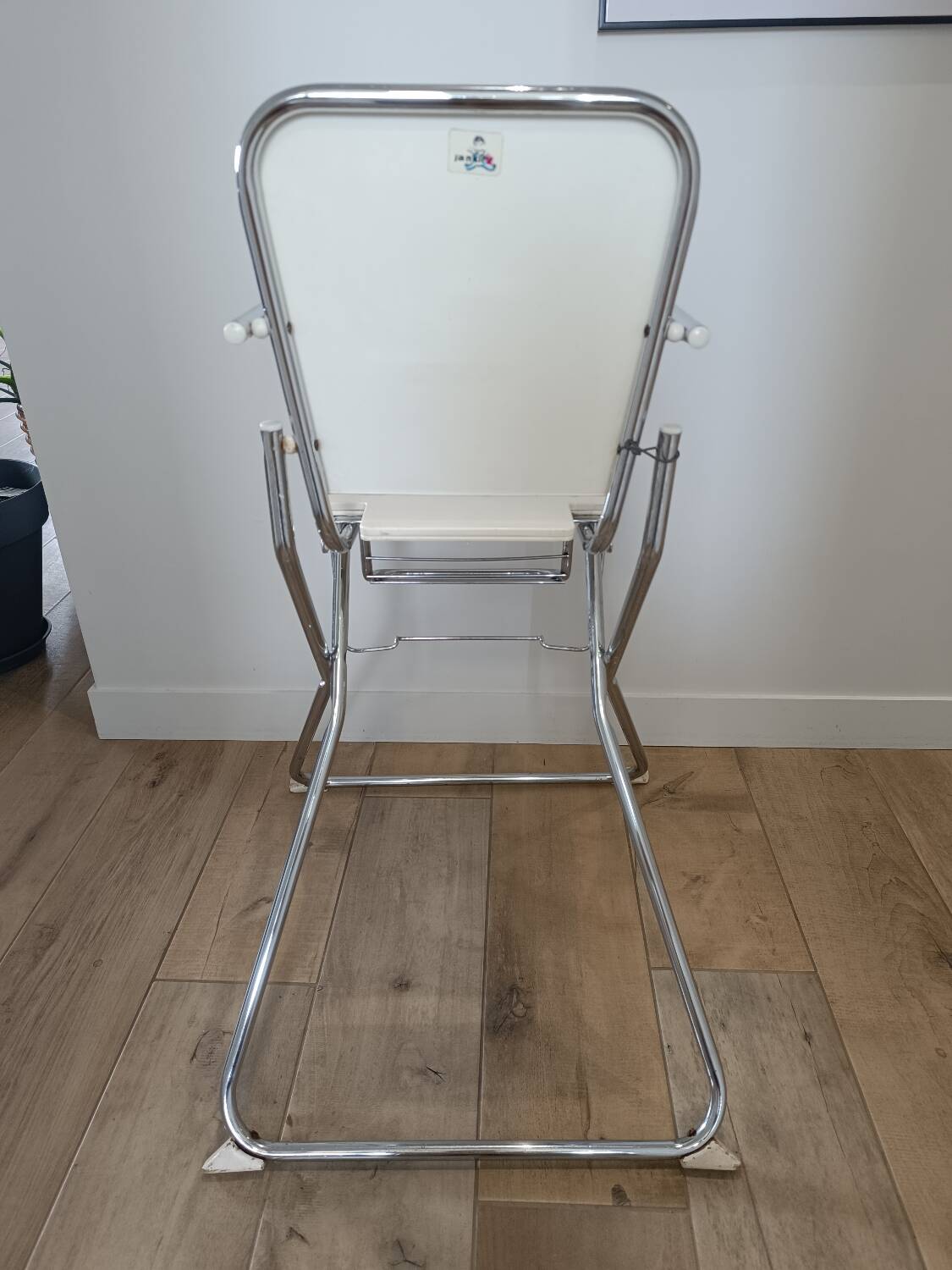 Vintage chrome and plastic baby high chair