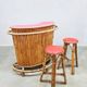 Vintage curved rattan bamboo cocktail bar Tiki bar