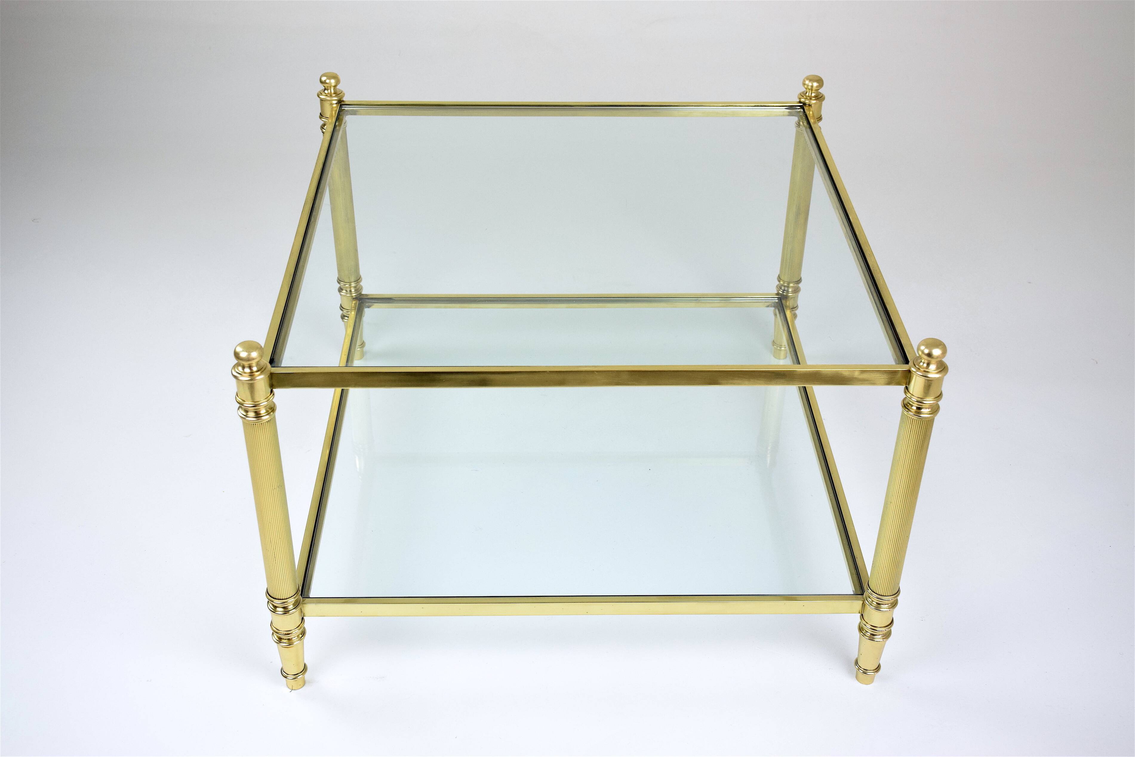Vintage Coffee Table in Massive Brass and 70s Glass