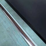 Minimalist coat rack, tubular chrome frame, 1980s Memphis style.