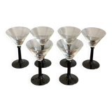 6 black stemmed glasses