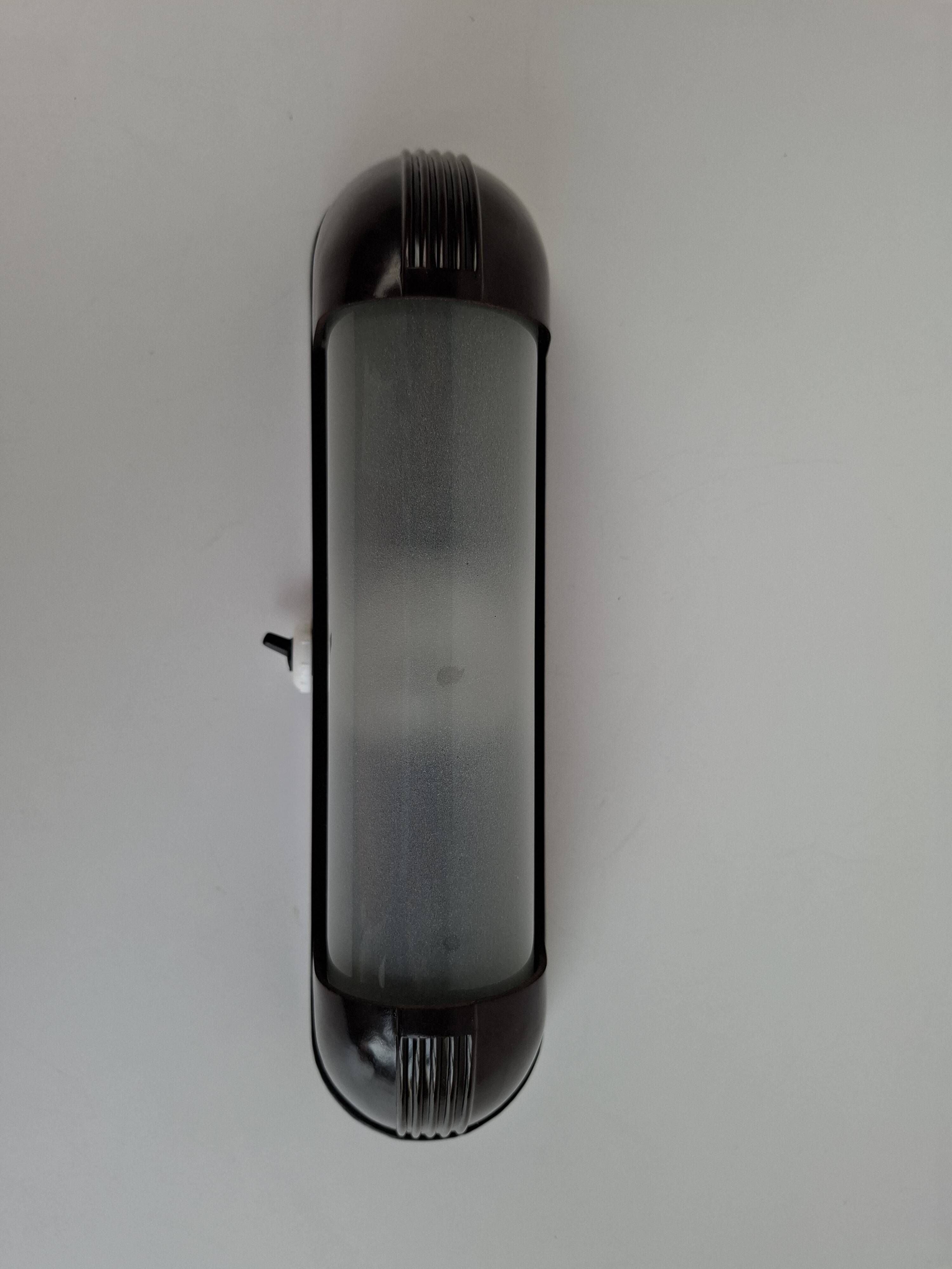 1930s Czechoslovak Art Deco Bakelite Wall Lamp with Frosted Glass
