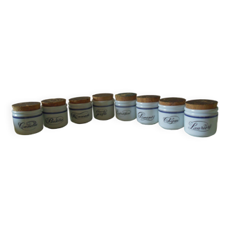 8 spice jars. porcelain of auteuil
