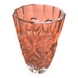 Art Deco Style Faceted Vase Clear Glass Geometric Decor