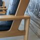 Pair of raw oak and leather armchairs by Esko Pajamies for Asko, Finland.