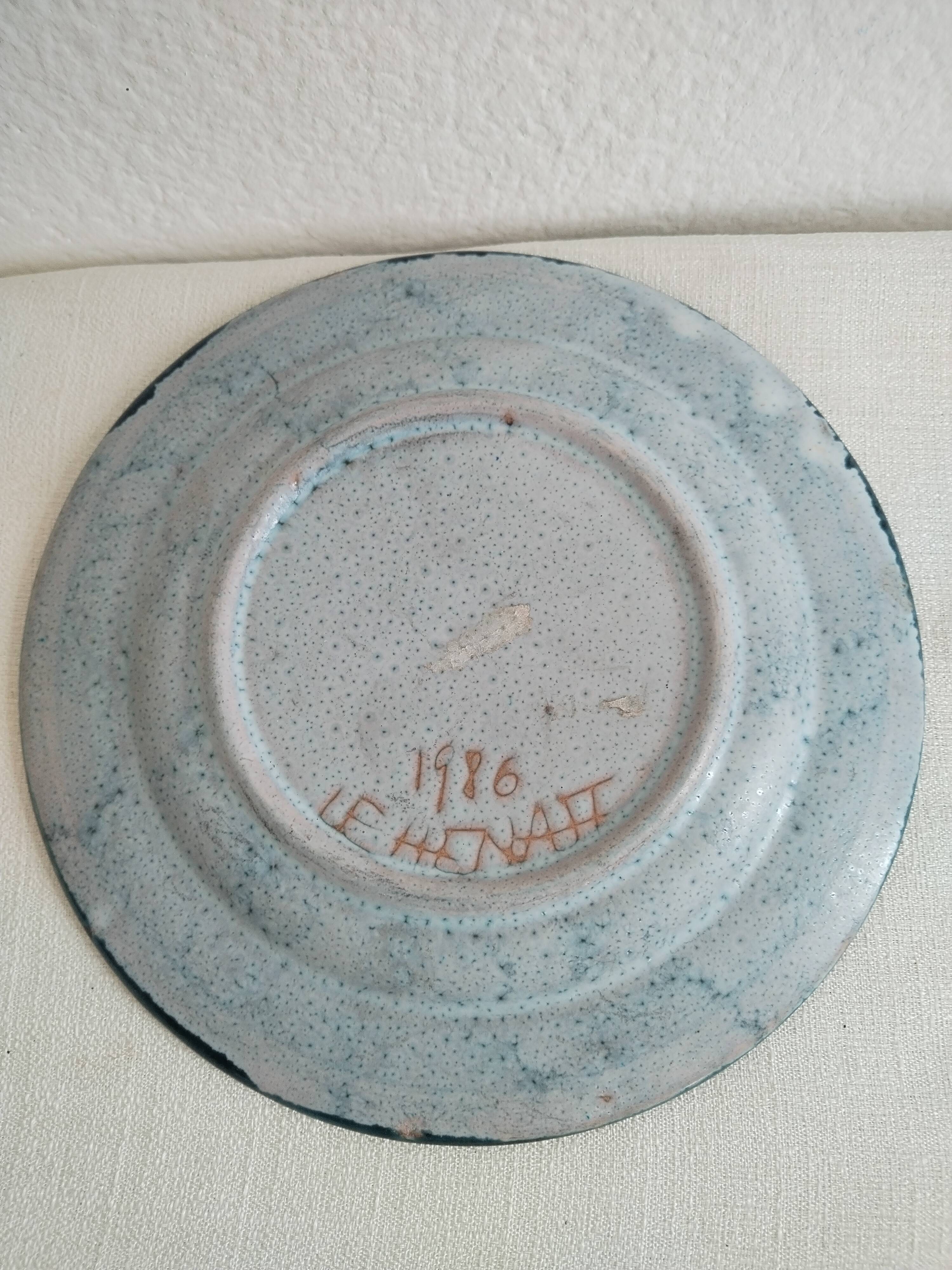 Ceramic plate Robert Le Hénaff - Breton triskell - 1986