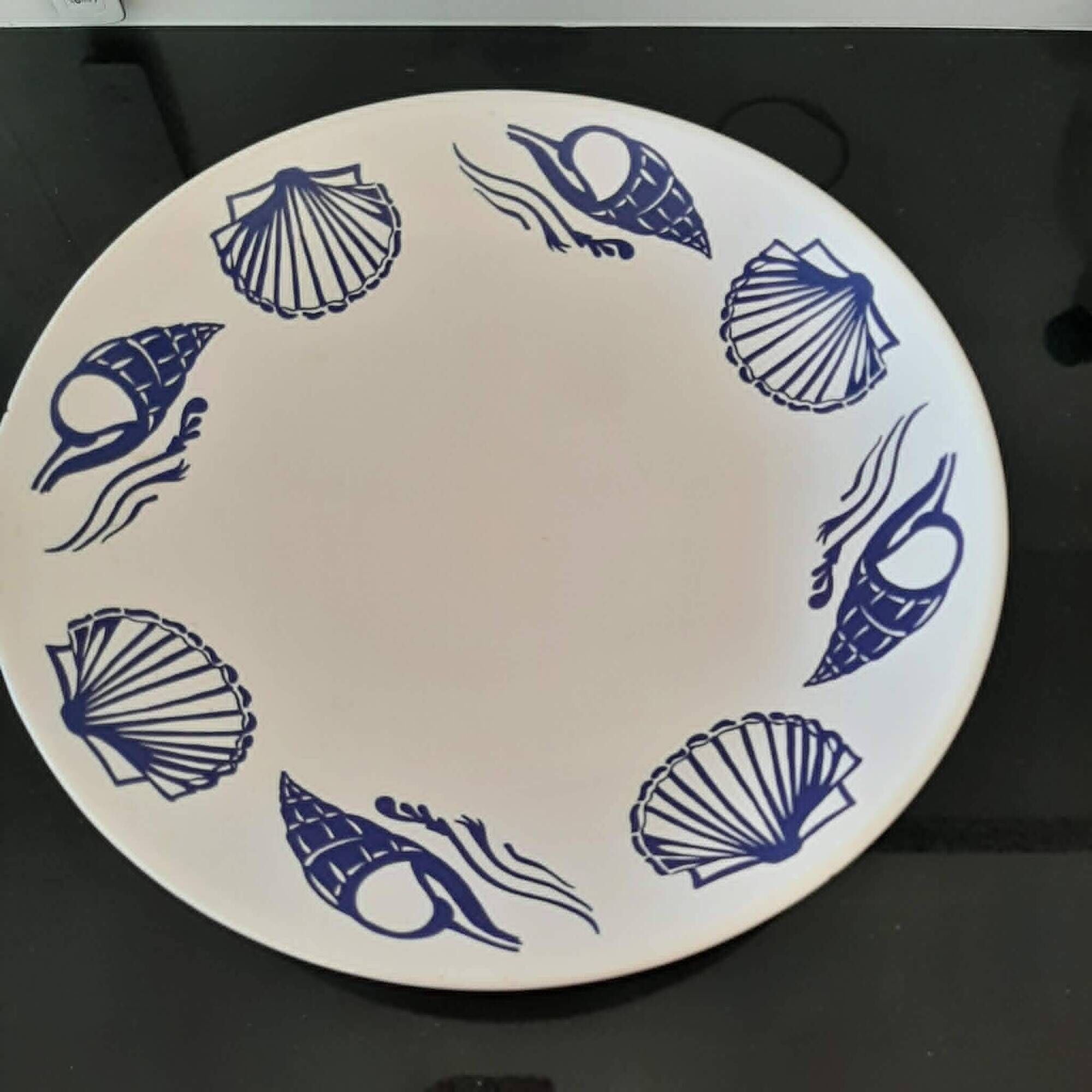 Large round dish k.g luneville faience / 41 x 8 cm / ocean model