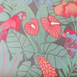 Folding tray parrots and flowers fiber and rattan