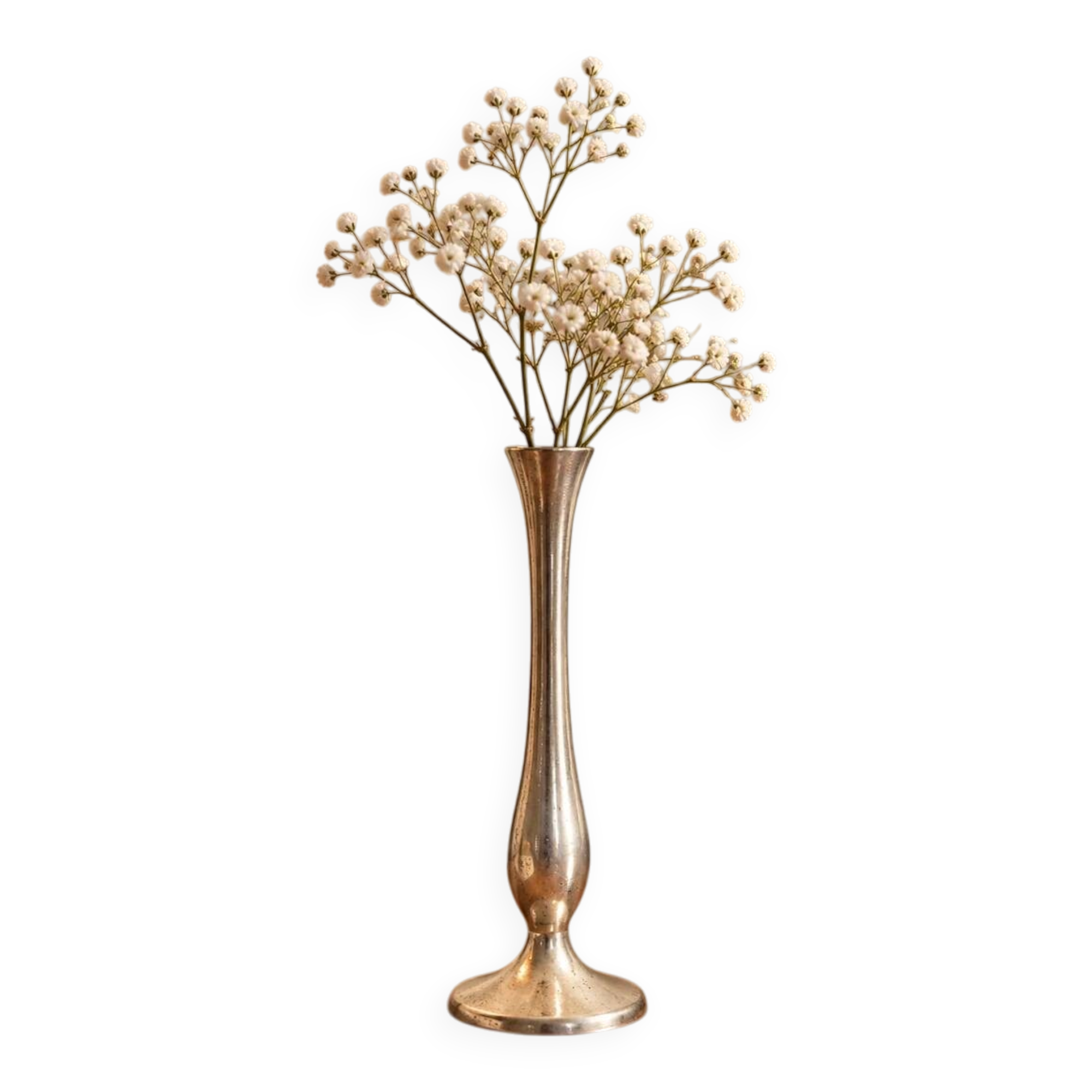Vintage Damart silver-plated soliflore – 1970s design candle holder vase