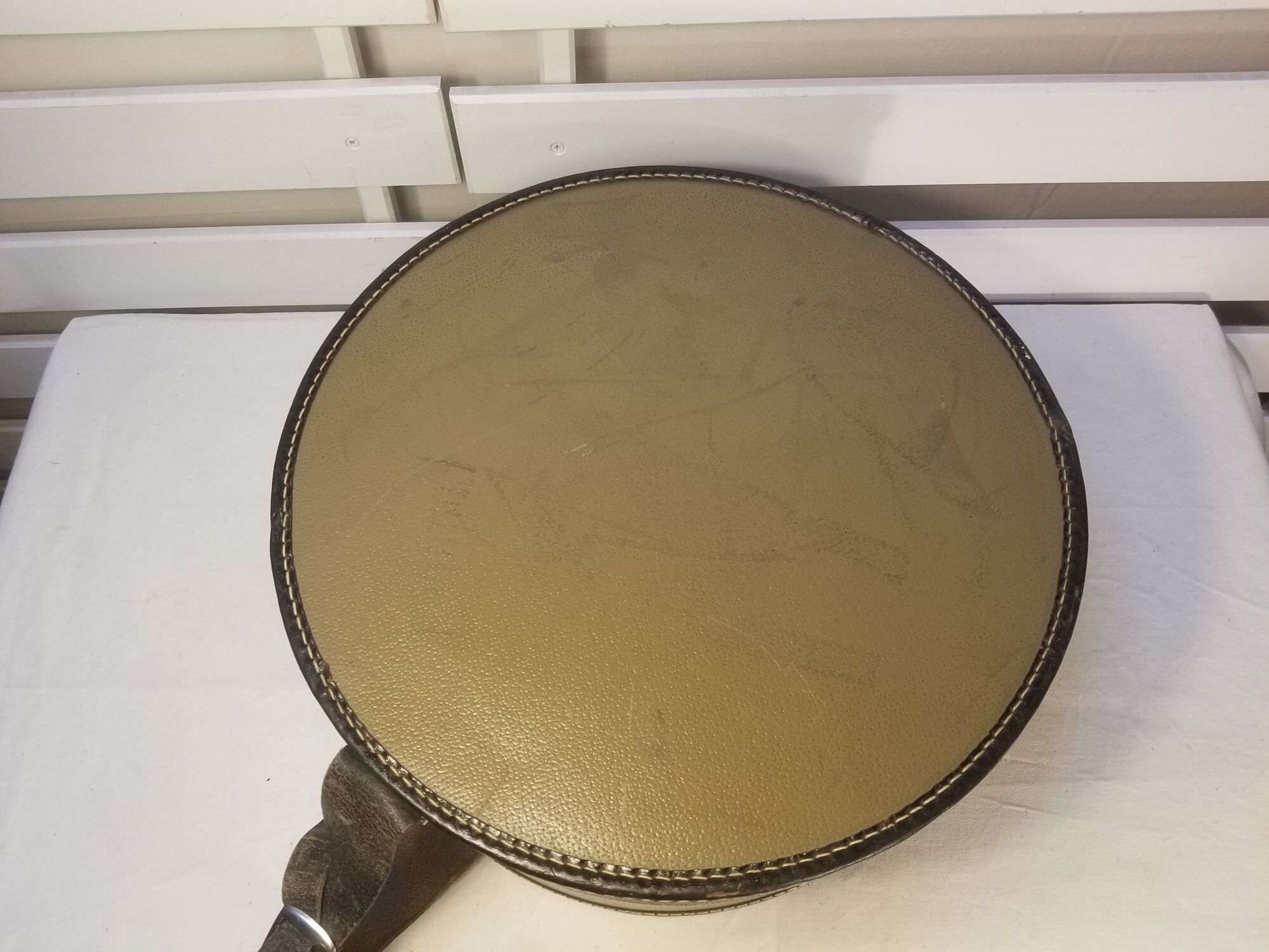 Vintage German Hat Box - Prima Hartplatte - Round and Green Khaki