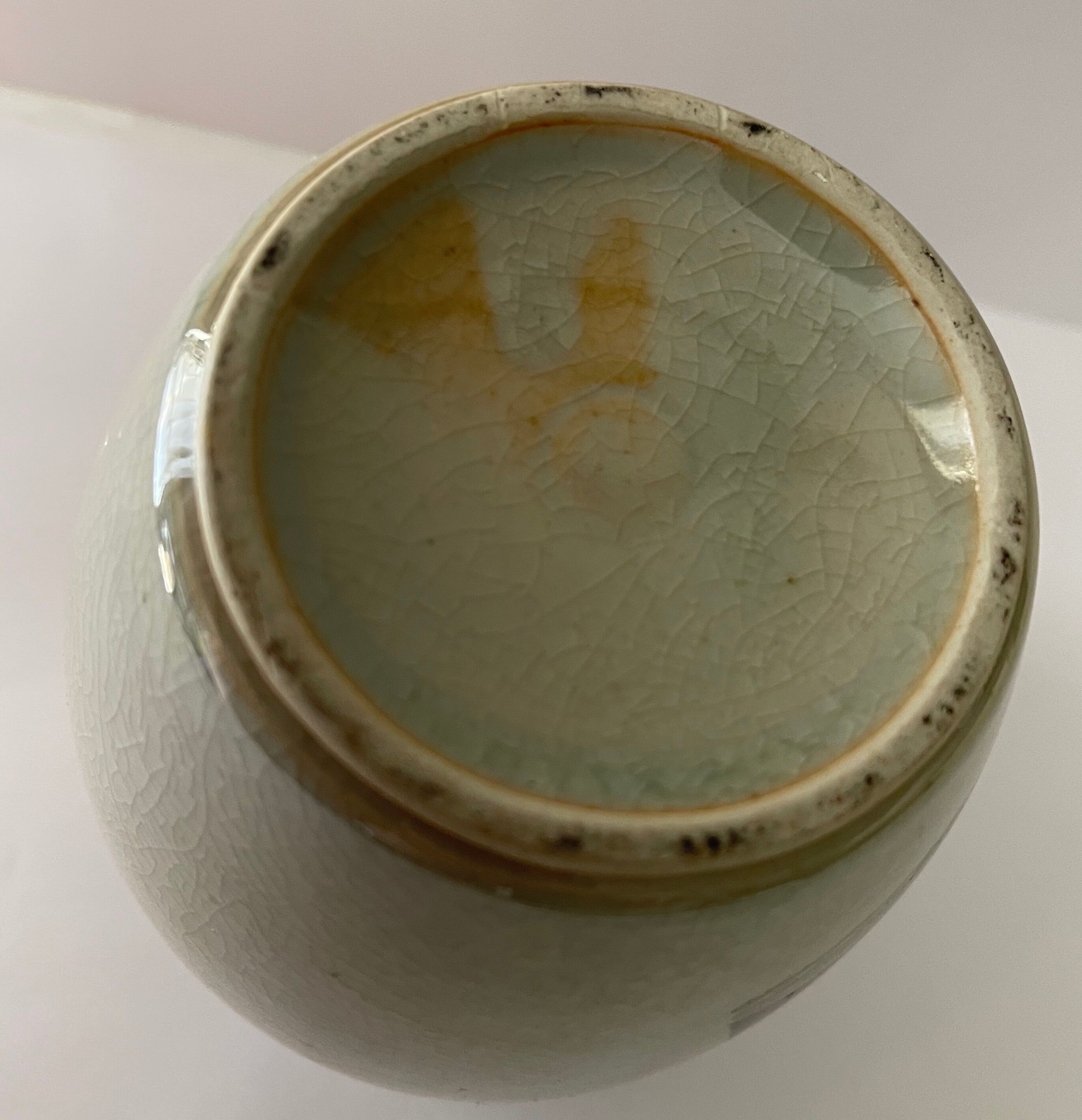 Polychrome vase and celadon XIX Naniwaya Okita Japan Nippon