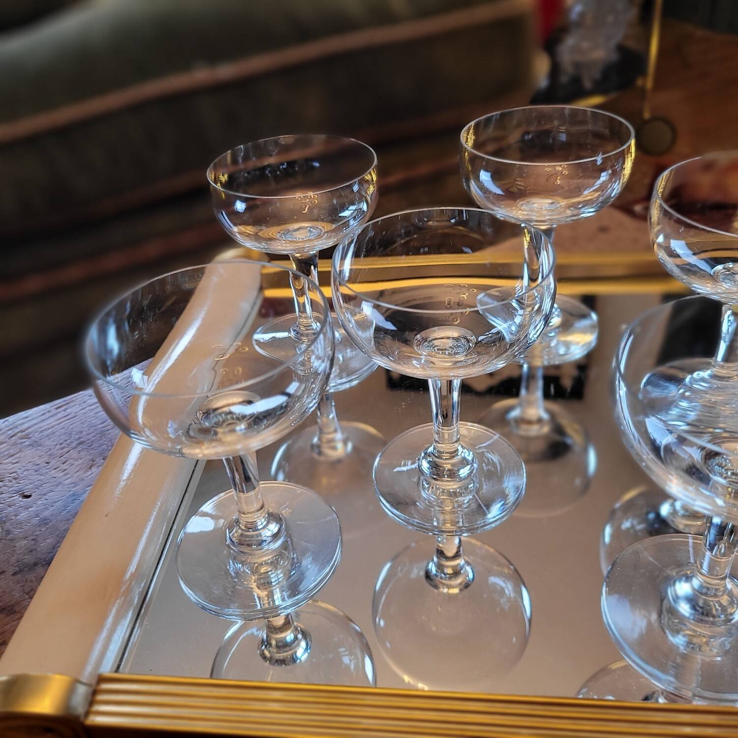 vintage champagne glasses from the 1950s-60s