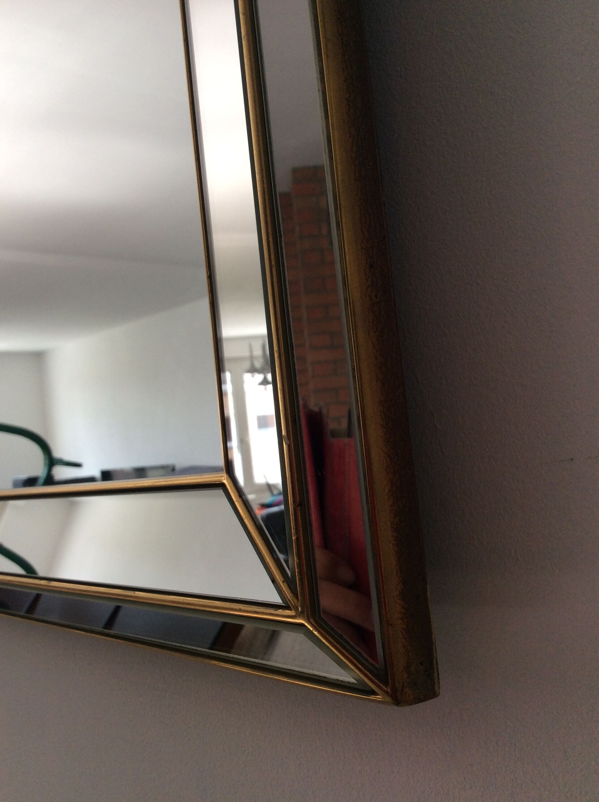 Miroir doré  à parcloses Deknudt des années 70