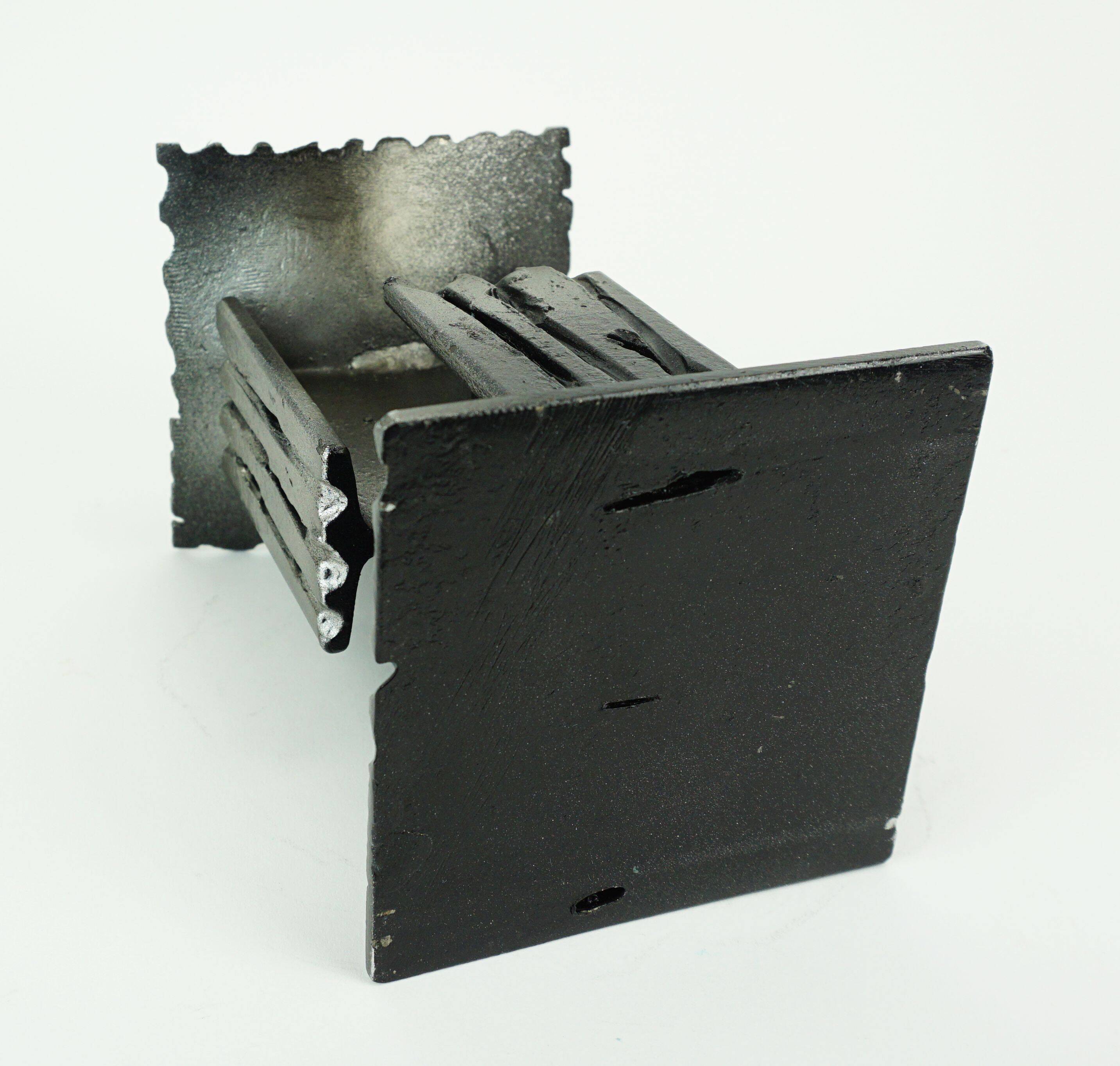 Mid century modern brutalist design iron candle holder