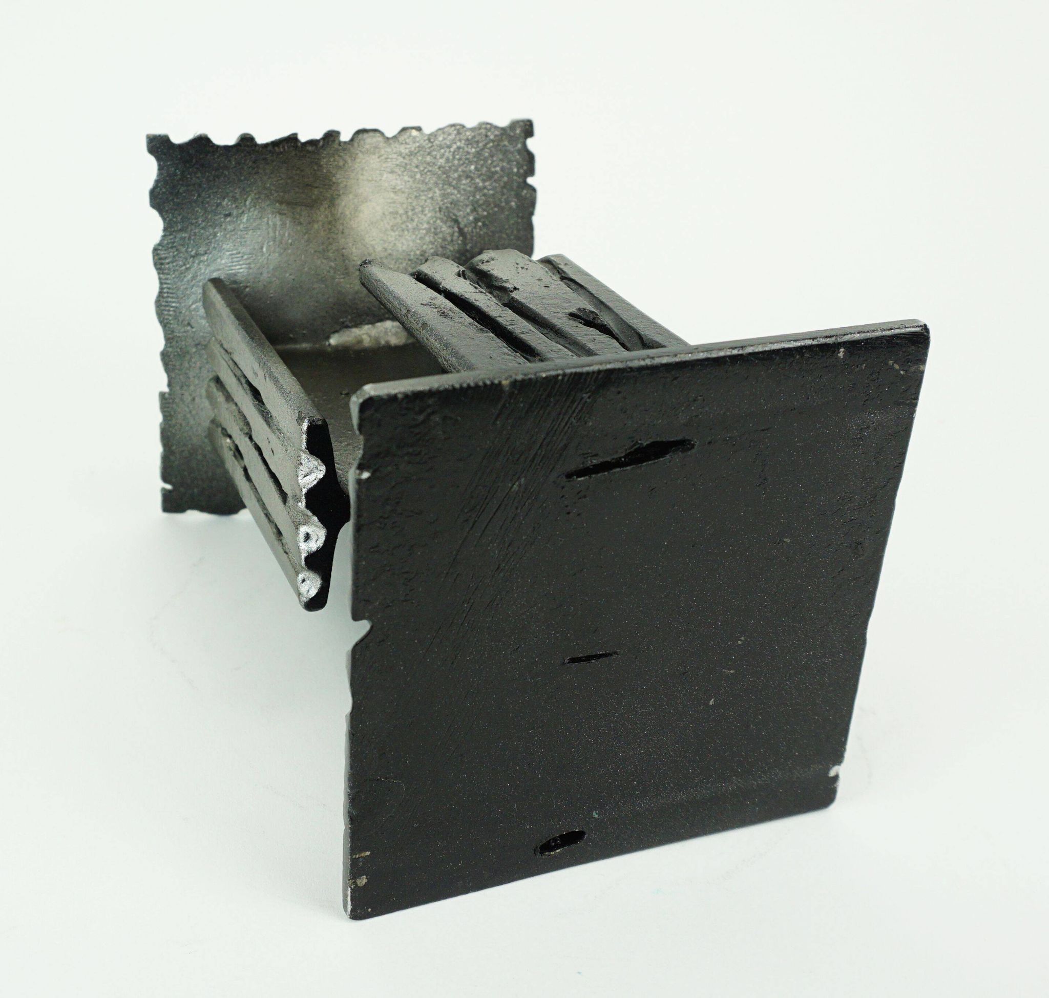 Mid century modern brutalist design iron candle holder