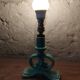 Pied de lampe en barbotine vert d’eau numéroté – annees 50