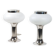 Pair of vintage futuristic style table lamps in chrome and opal glass.