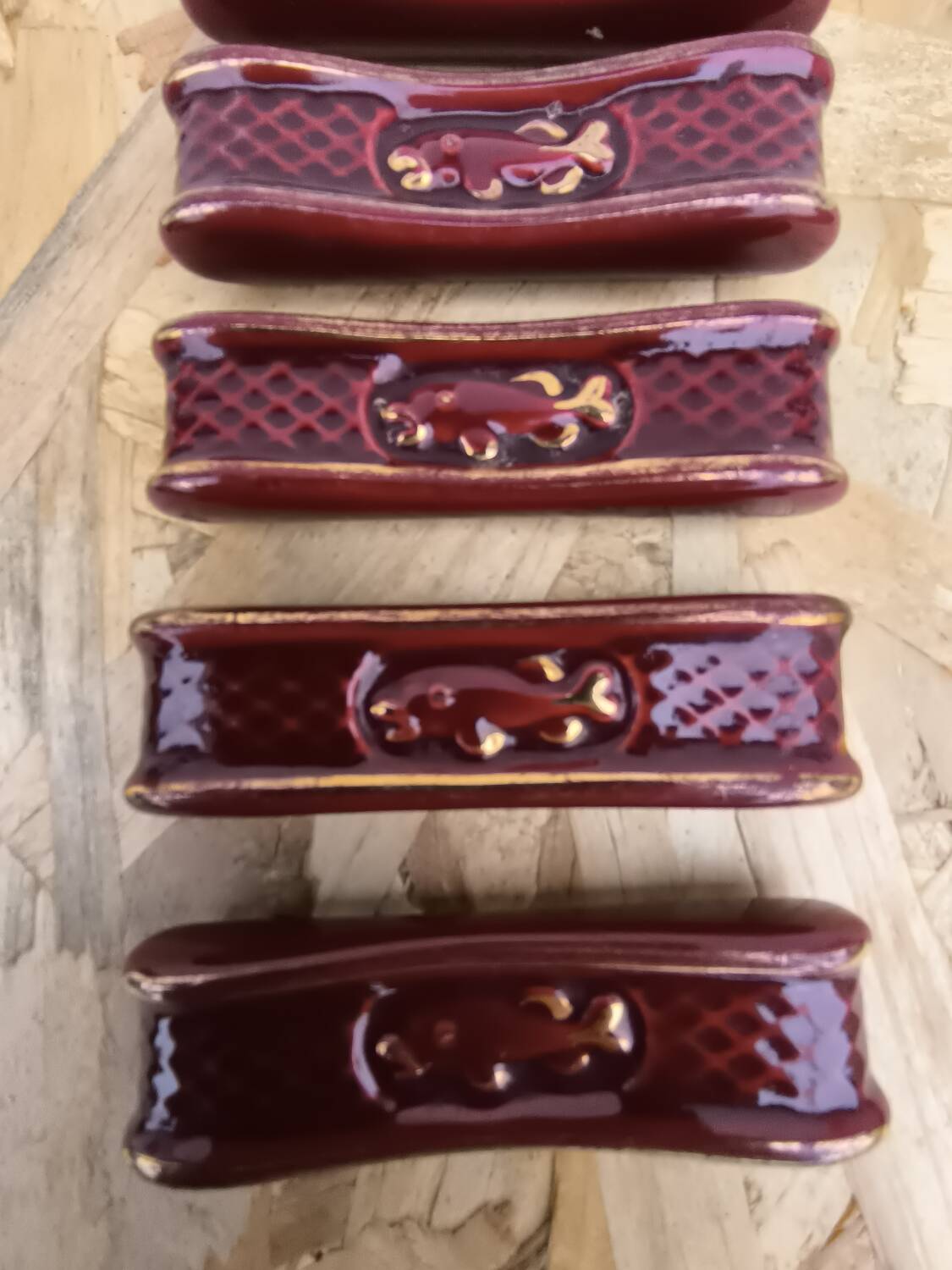 Set of 9 vintage earthenware knife holders