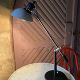 Aluminor desk lamp in white and black lacquered metal, 1960.