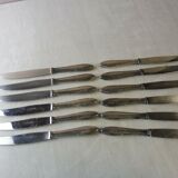 Set of 12 old silver metal knives, art deco décor, Manulor