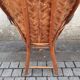 Vintage armchair in braided chestnut leaves, 1940s