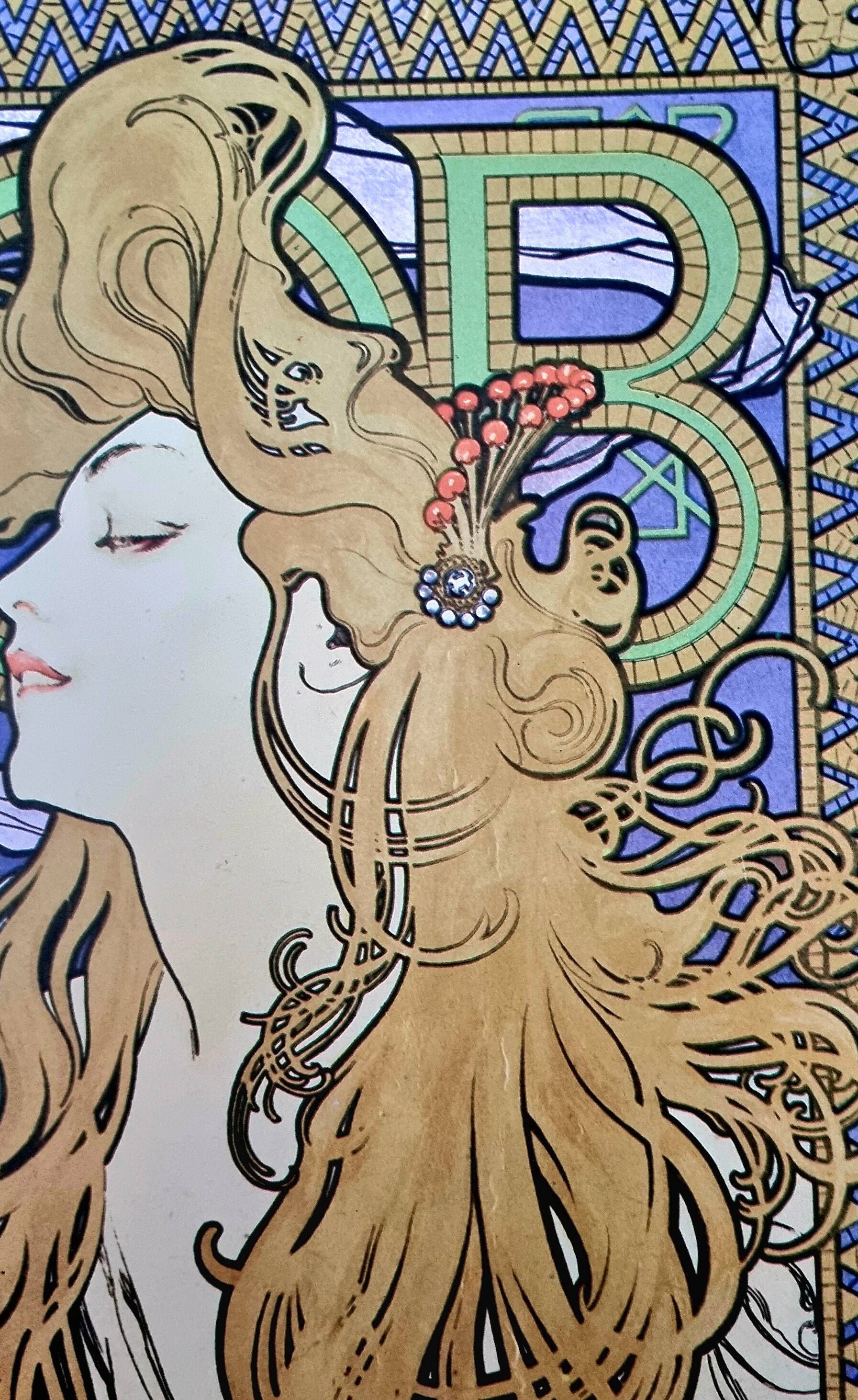 Alphonse mucha - advertising poster for "job" cigarette rolling paper - 1985 - 1890s