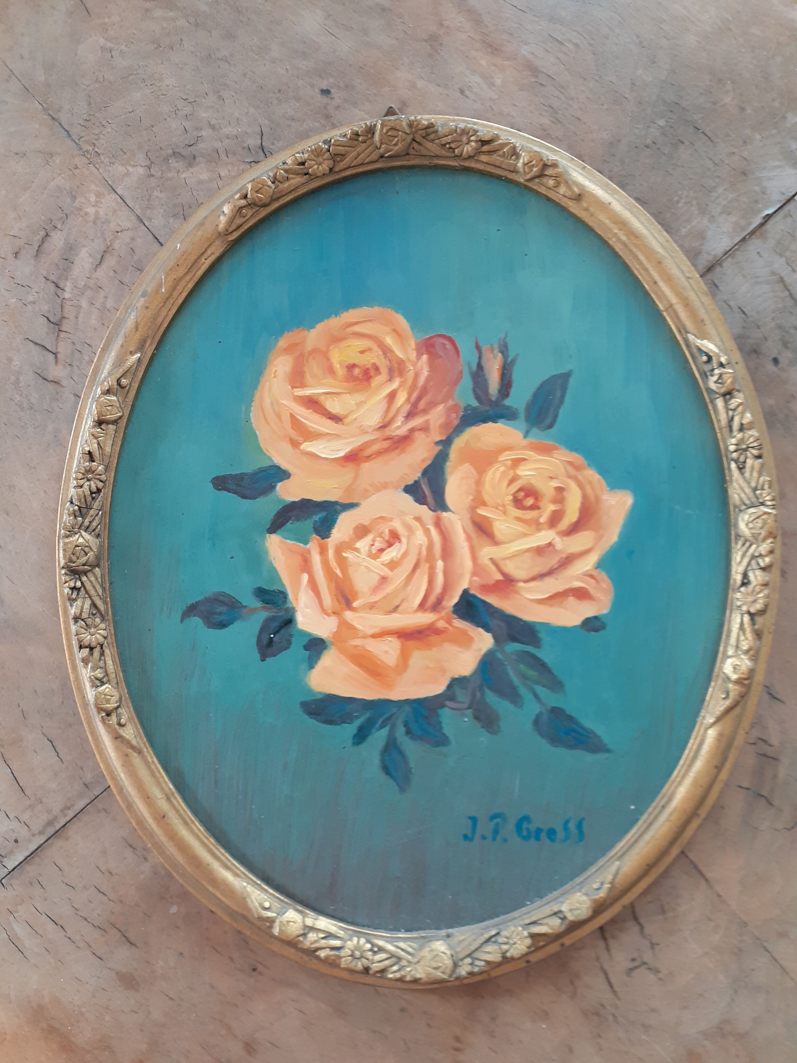 Tableau ovale roses