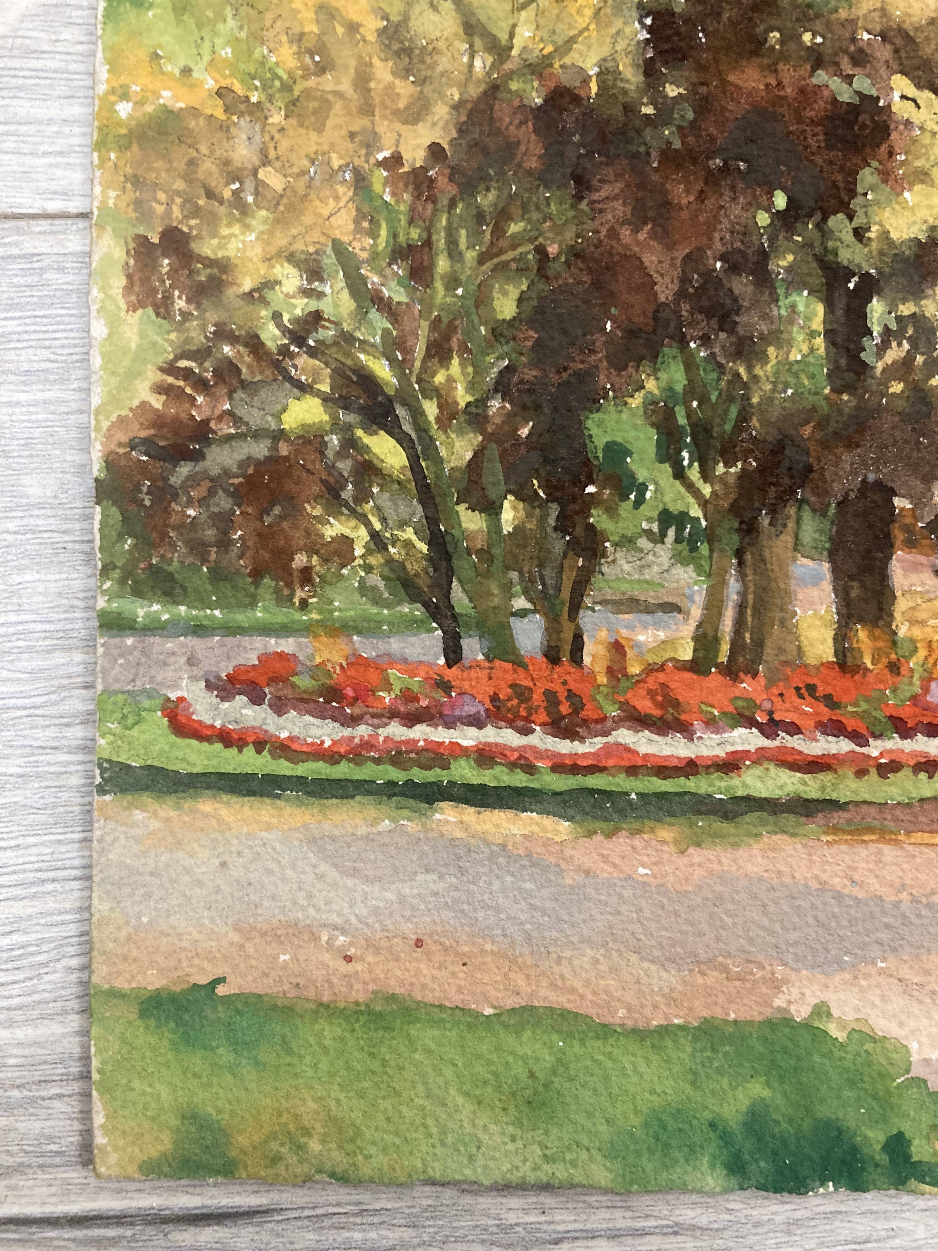 Vintage landscape watercolor