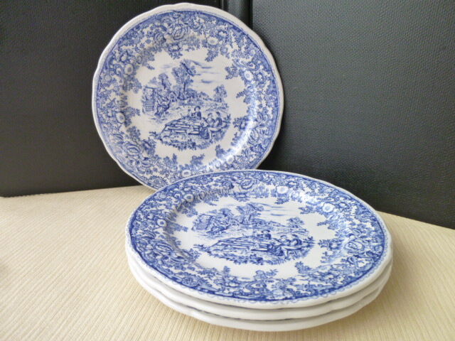 Set of 4 dessert plates in earthenware " English Style "