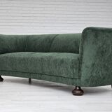Années 1960, design danois, canapé 3 places "Banana" refait à neuf, velours vintage.