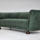 Années 1960, design danois, canapé 3 places "Banana" refait à neuf, velours vintage.