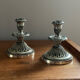 Silver metal candlesticks