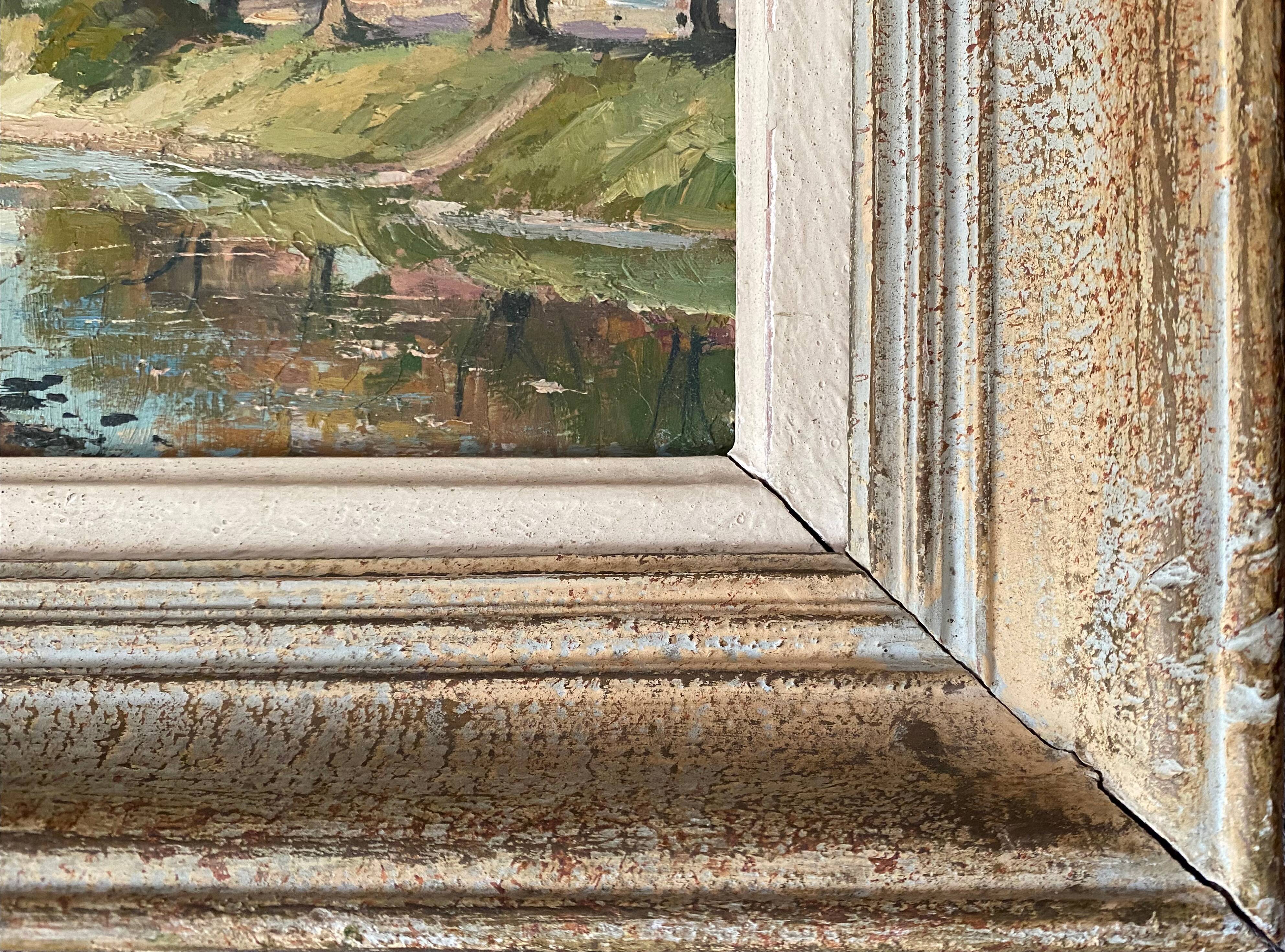 HSP Table Landscape "Village to the river" with frame, middle XX°