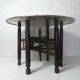 vintage folding oriental coffee table with silver metal top
