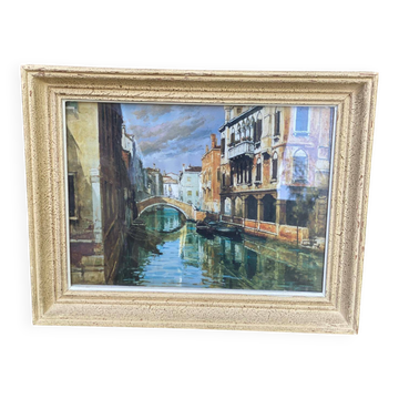 Tableau peinture huile sur toile A. Mariani Venise 1960