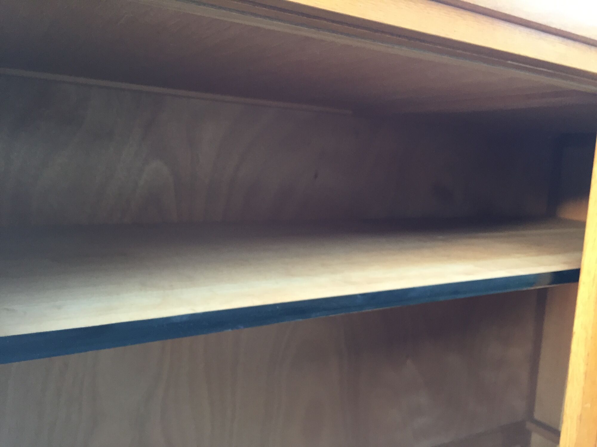 Vintage wardrobe with compass feet in oak and oak cp with 2 sliding doors.