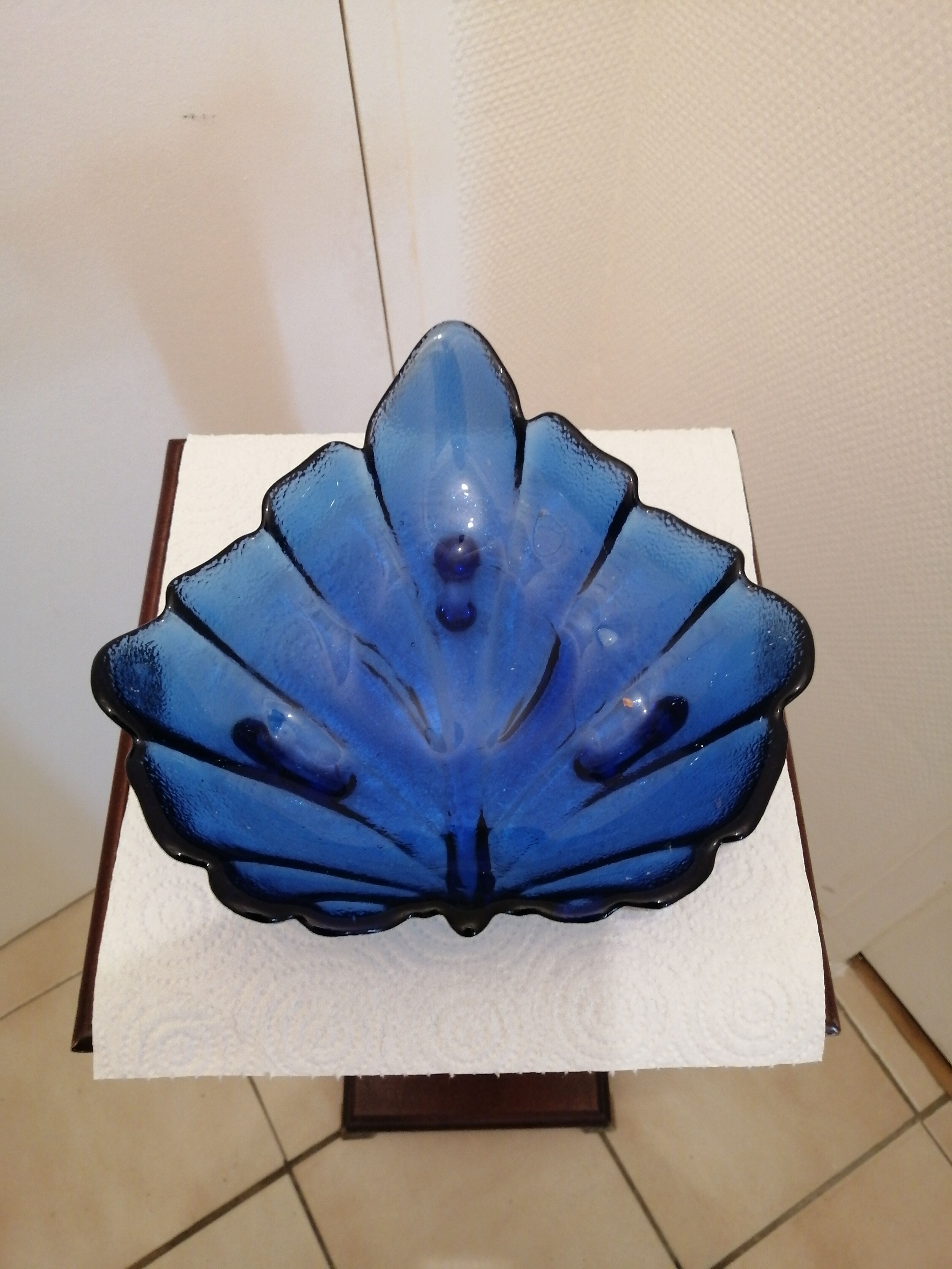 Blue glass fruit cup