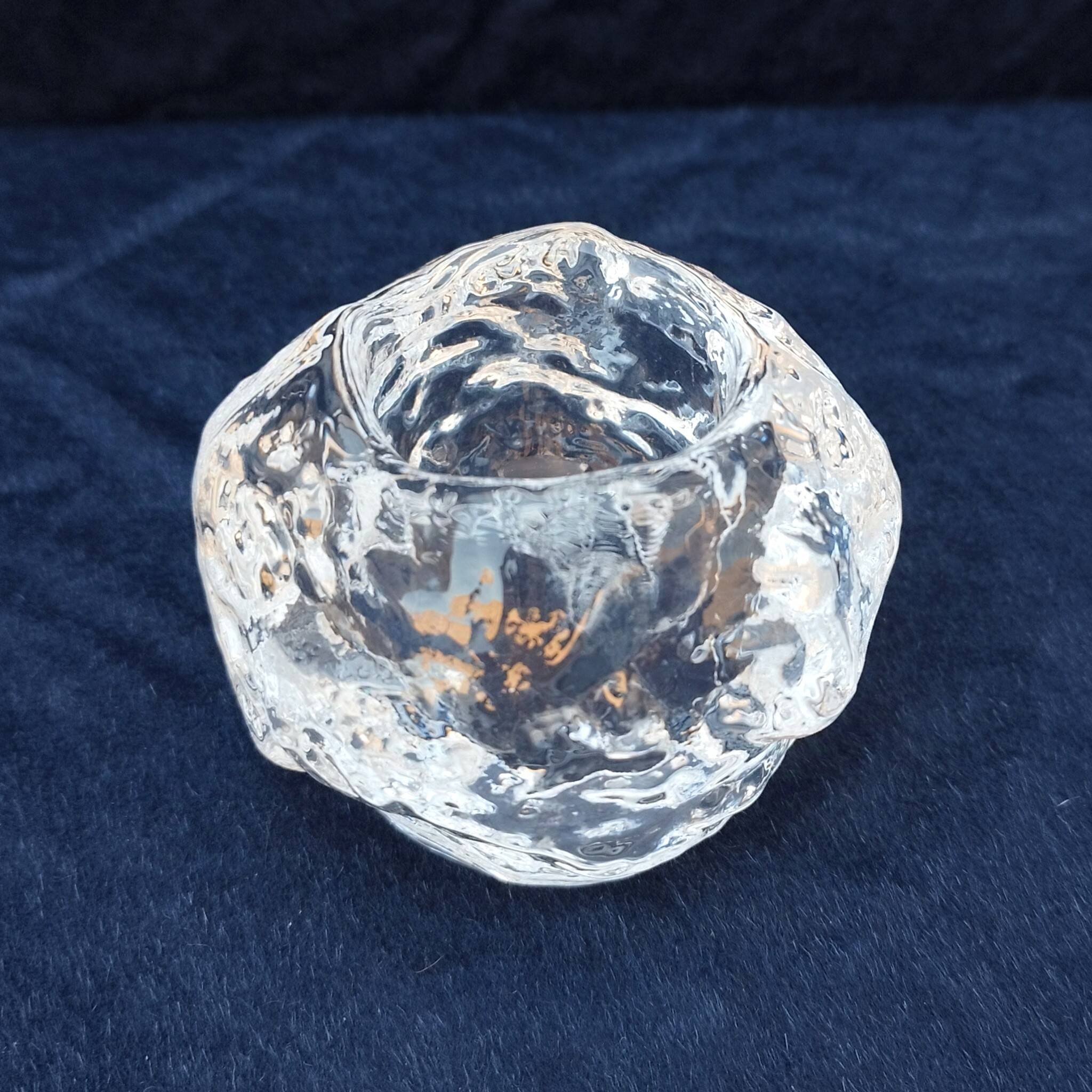 Kosta Boda Glass Rock or Ice Cube Candle Holder