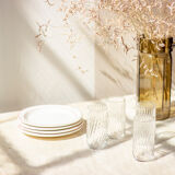4 high striated glasses