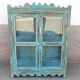 Blue wooden showcase