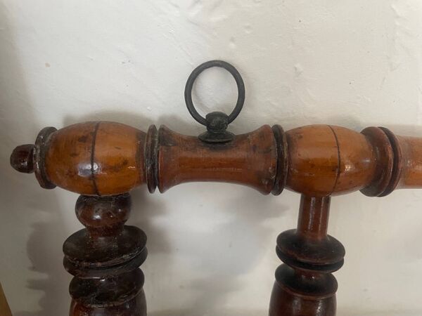 Porte-manteau 3 patères en bois tourné façon bambou, fin XIXème